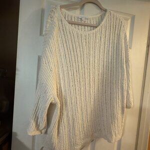 Pure Jill Elements Ivory Open Weave Sweater – Size XL